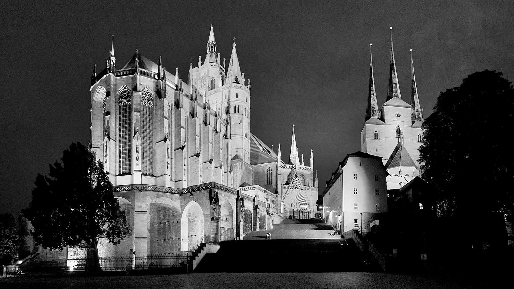 erfurt-cathedral-night-bw-1800 Erfurt Cathedral at Night